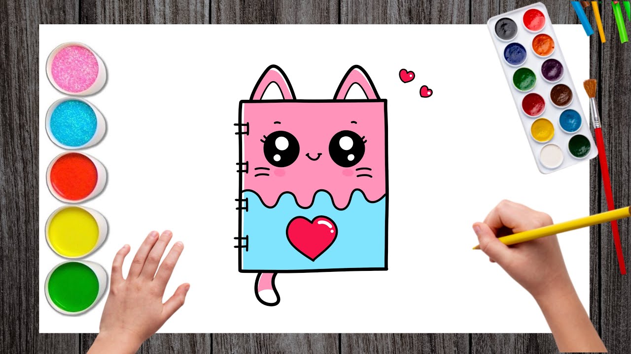 How to Draw a Cute Kitty Notebook Easy for Tutorial | Notebook Drawing | Kitty Notebook 