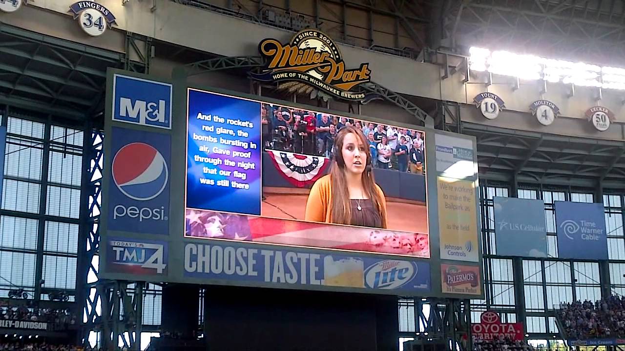 Whitney Clapper sings National Anthem 2011 Brewer Playoffs