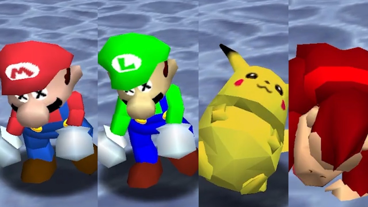 All Characters falling Game Over Animations in Super Mario 64 with new Tint