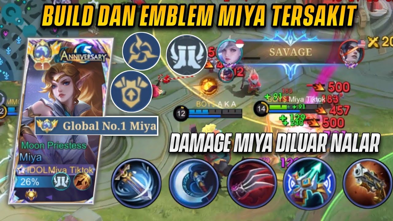 SAVAGE! BUILD & EMBLEM MIYA TERSAKIT 2024! CUKUP PAHAMI INI DIJAMIN JAGO! | TOP GLOBAL 1 MIYA - MLBB