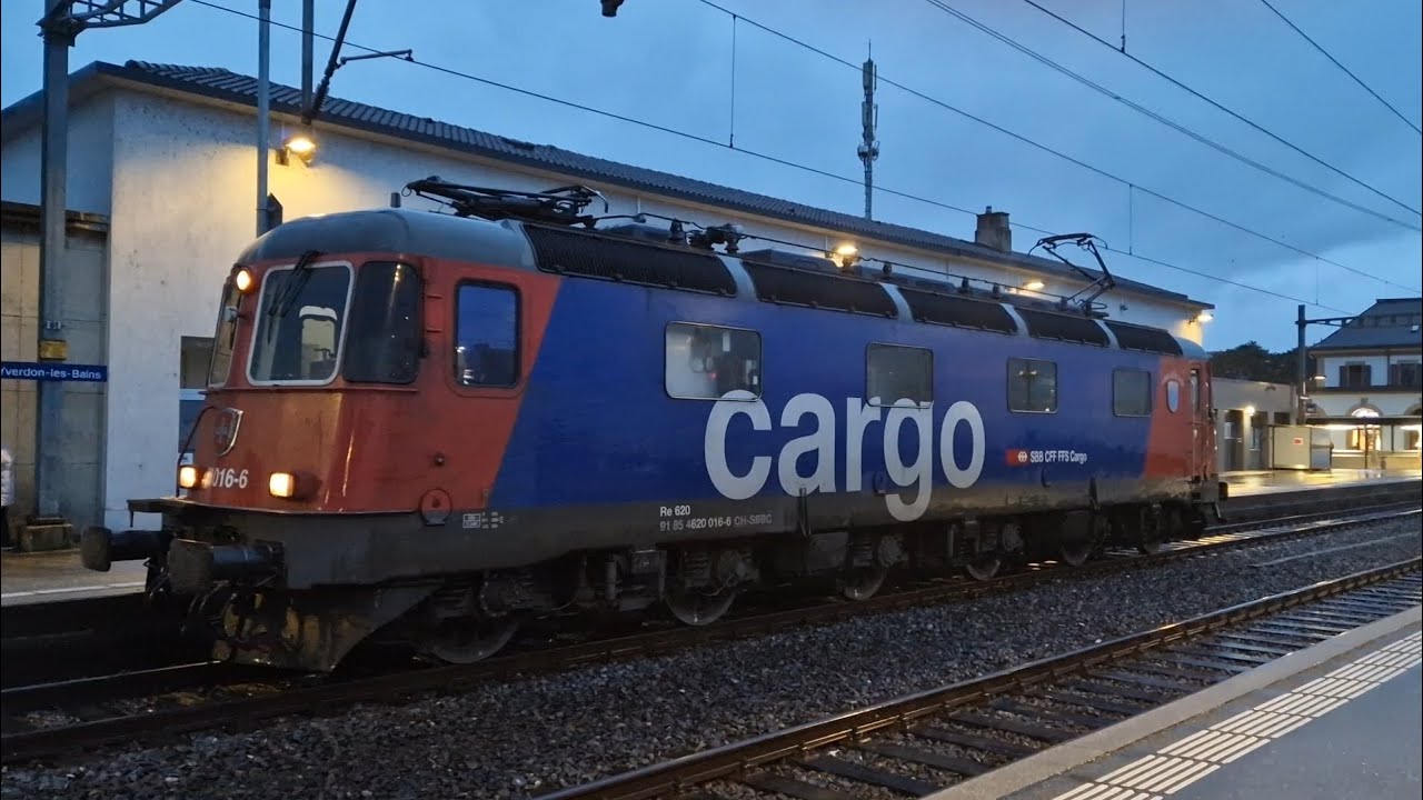 Mise en service et départ Re 620 016-6 CFF Cargo à Yverdon-les-Bains 