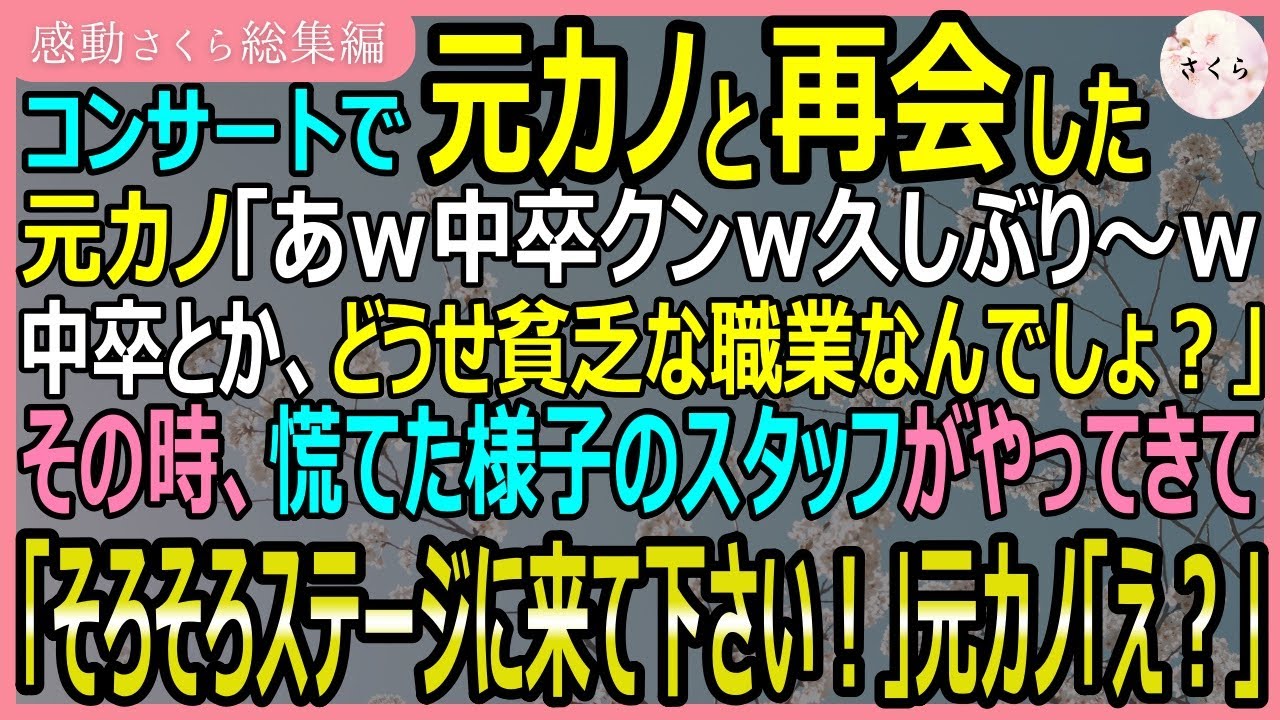 【感動する話・総集編】音楽フェスで元カノと再会した。元カノ「中卒クンｗ今も貧乏な仕事でしょ？」その時、慌てたスタッフが「そろそろステージに！」元カノ「え？」【いい話・スカッと・スカッとする話・朗読】