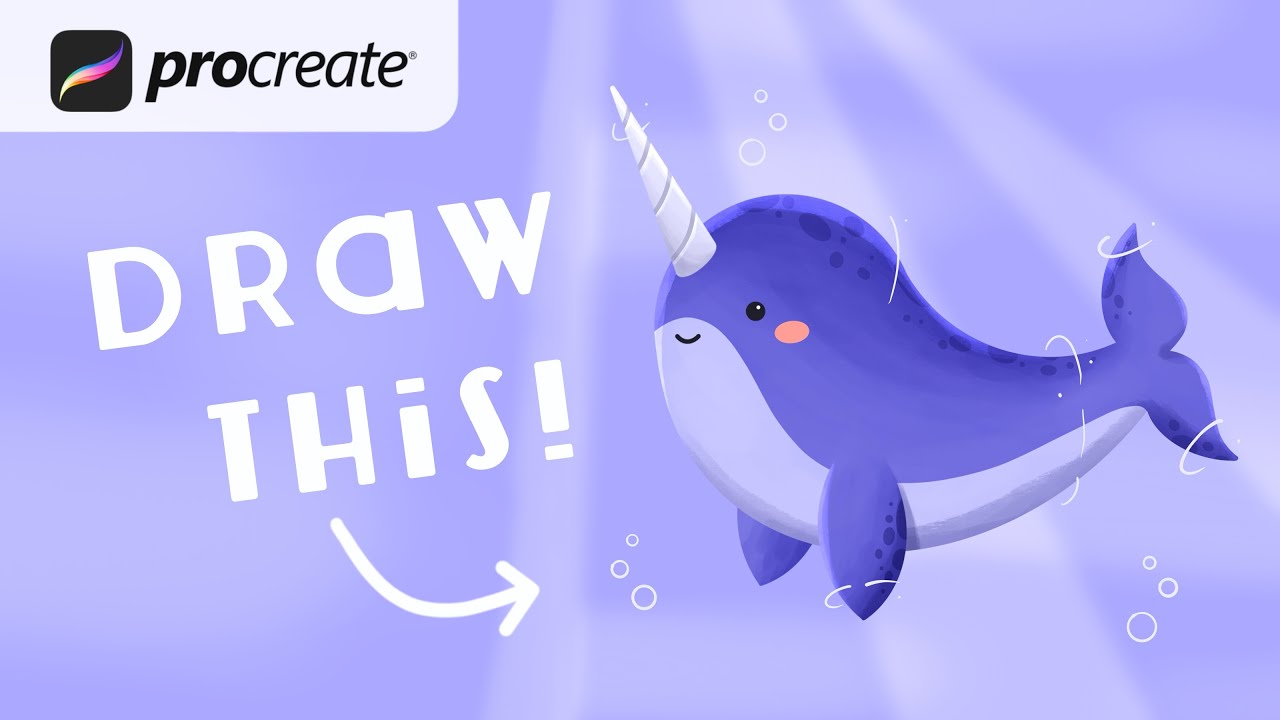 Procreate Step by Step Tutorial - Narwhal - Digital Art - iPad Illustration