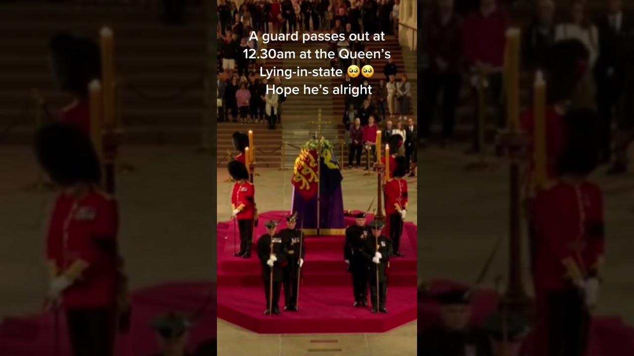 Royal guard collapses and falls off the Queen’s coffin podium on first night of Lying in State
