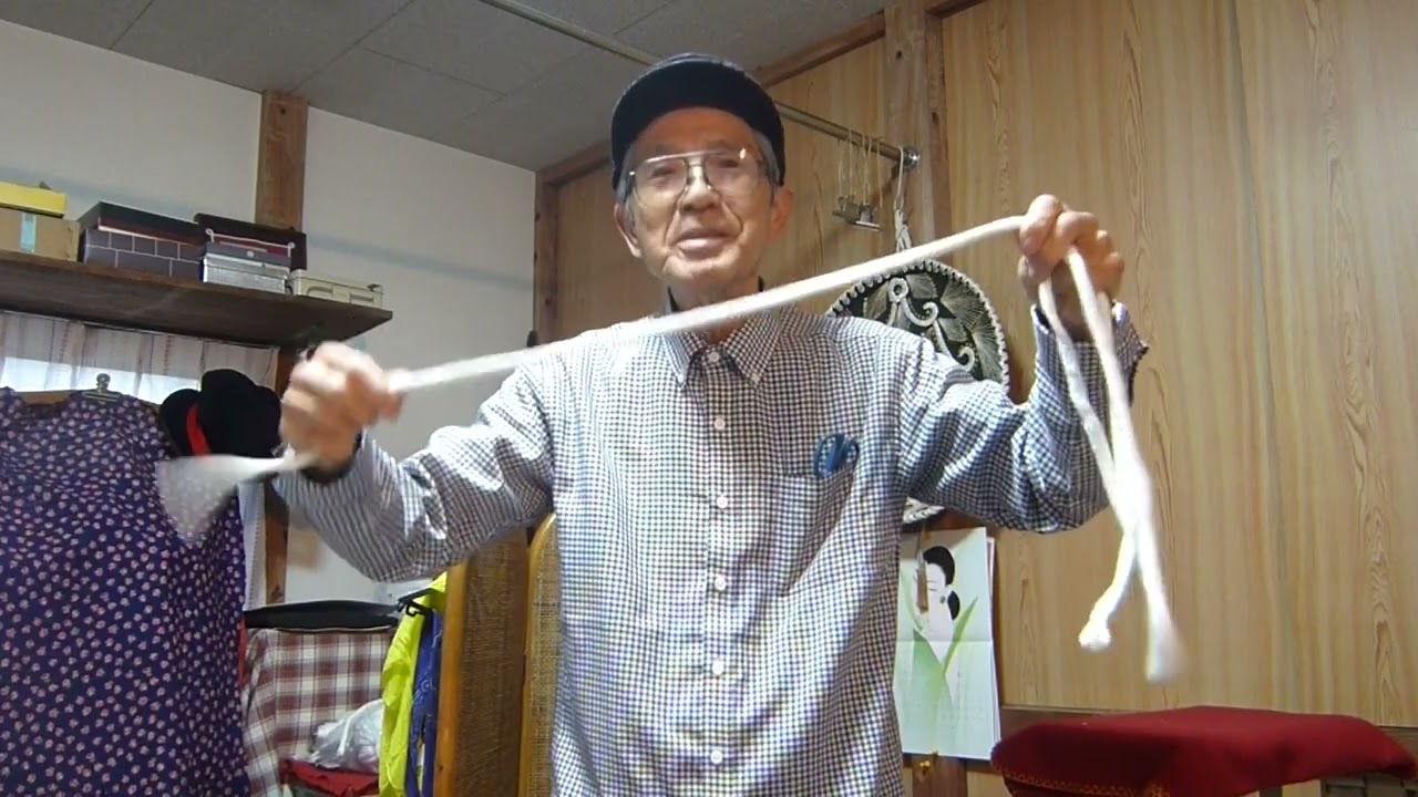 シニアの手品教室№110★だるま切り②★簡単即席マジック№278　手軽に不思議ができるロープマジックです。解説付きです。