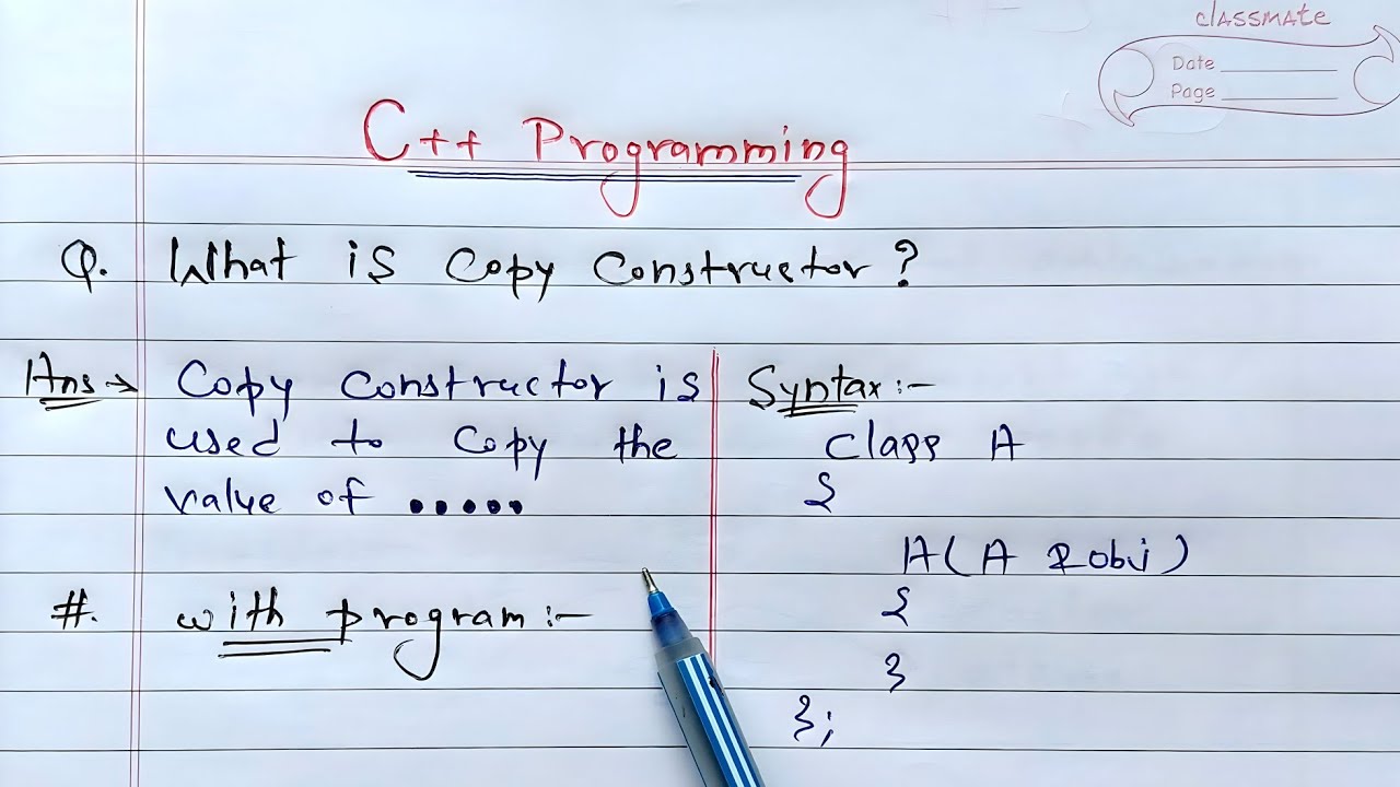 Copy Constructor in C++(Hindi) | Syntax and Example of Copy Constructor in C++