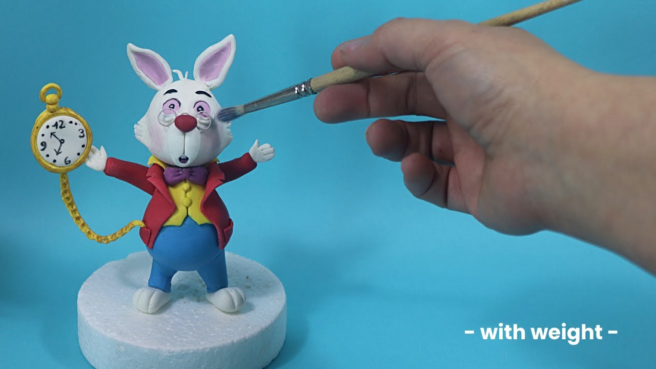 Создание Белого Кролика Алисы в Стране Чудес из помады или глины - Cake Topper