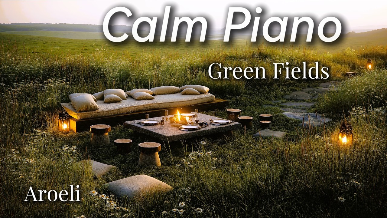 Peaceful Piano Music in Open Green Fields - Meadow Gathering | Aroeli