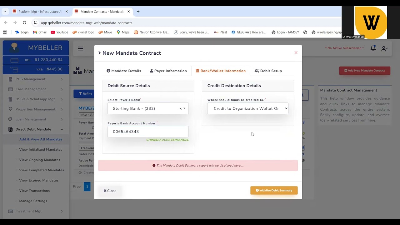 how to create and manage Direct Debit Management | Gobeller eMandate by NIBSS)