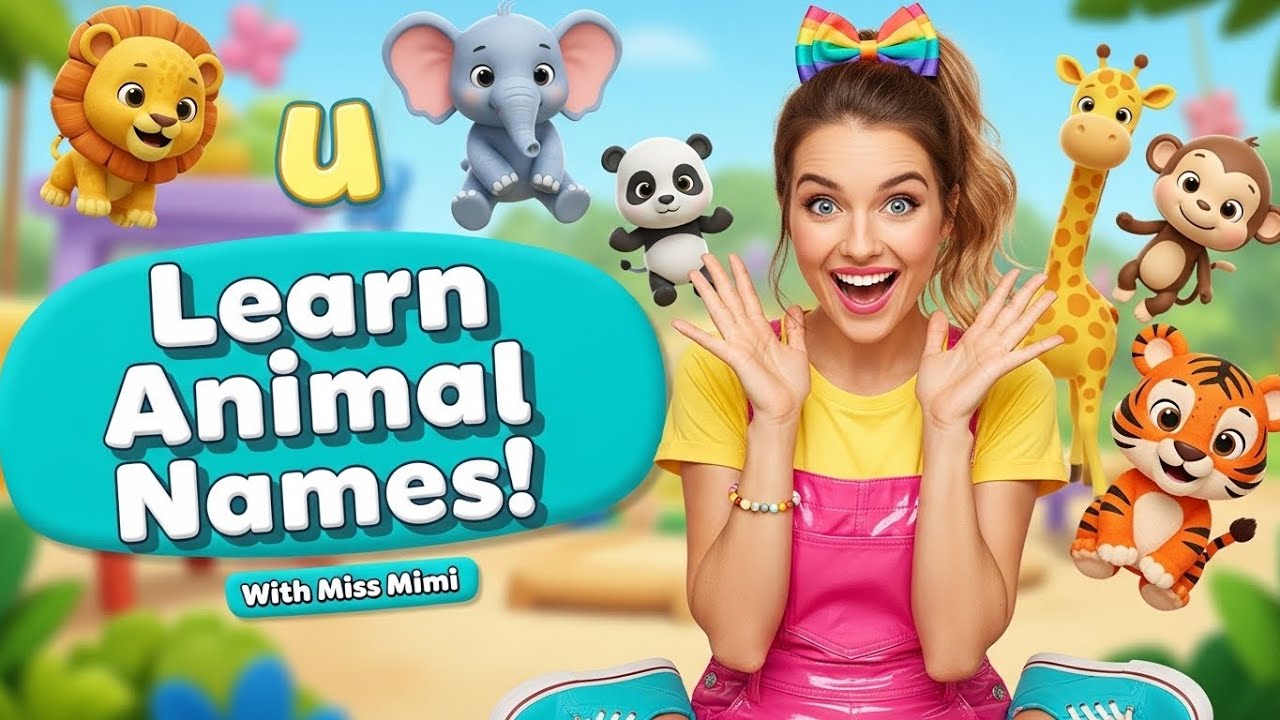Learn Animal Names for Kids 🦁🐘🐶🐼 | Animals Playing with Miss Mimi