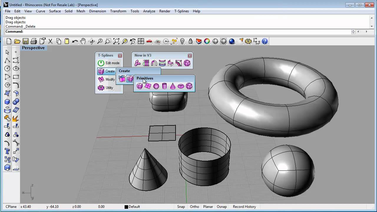 T-Splines 3 for Rhino basics: primitives