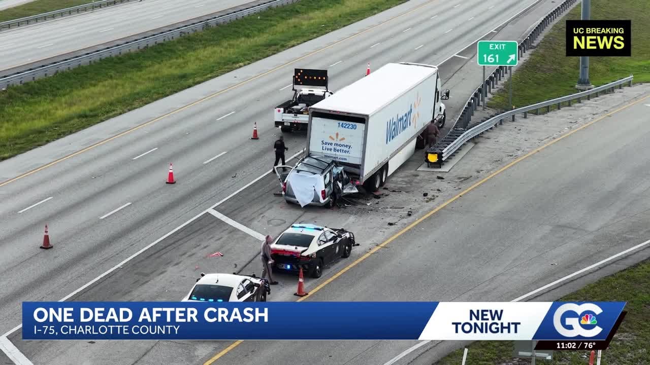 1 dead after SUV collides with back of semi-truck on I-75 in Charlotte County
