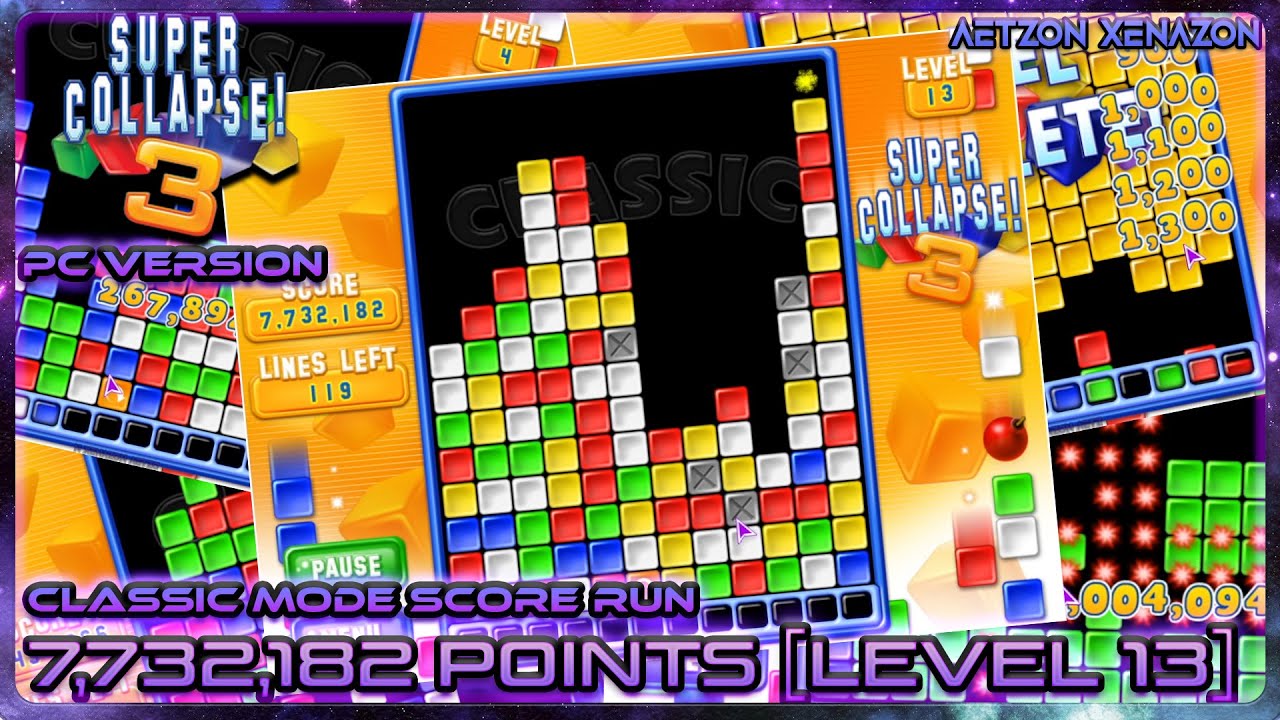 Classic Mode Score Run - 7,732,182 Points [Level 13] | Super Collapse! 3 [PC]