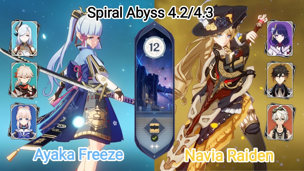 C0 Ayaka Freeze & C0 Navia Raiden - Spiral Abyss 4.2\4.3 Floor 12 9 star Genshin Impact