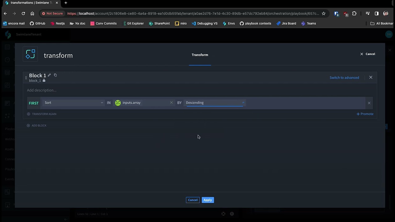 Sort &ndash; Swimlane Turbine Array Transformation Function