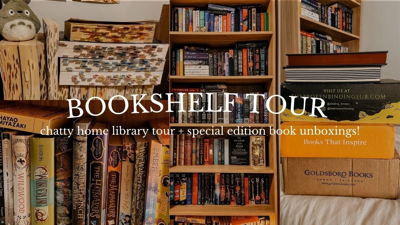 in-depth bookshelf tour 🍂🍵 chatting about my collection + unboxing special edition books 🎁