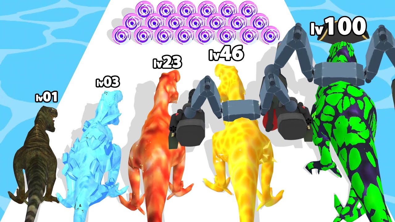 DINOSAUR EVOLUTION RUN 3D - Level Up Dino Max Level Gameplay (Jurassic Merge Dino Evolution Games)