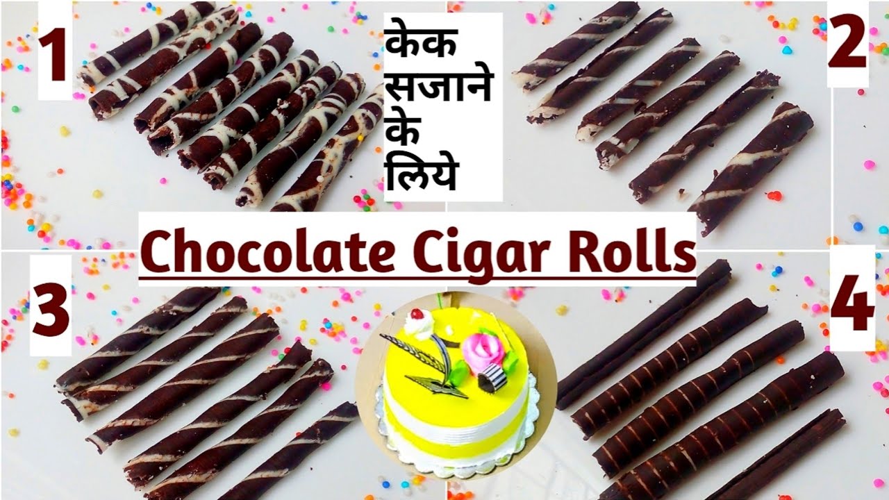 4 Types Of Chocolate Cigar Rolls For Garnishing|चॉकलेट रोल्स |Homemade Chocolate Cigar