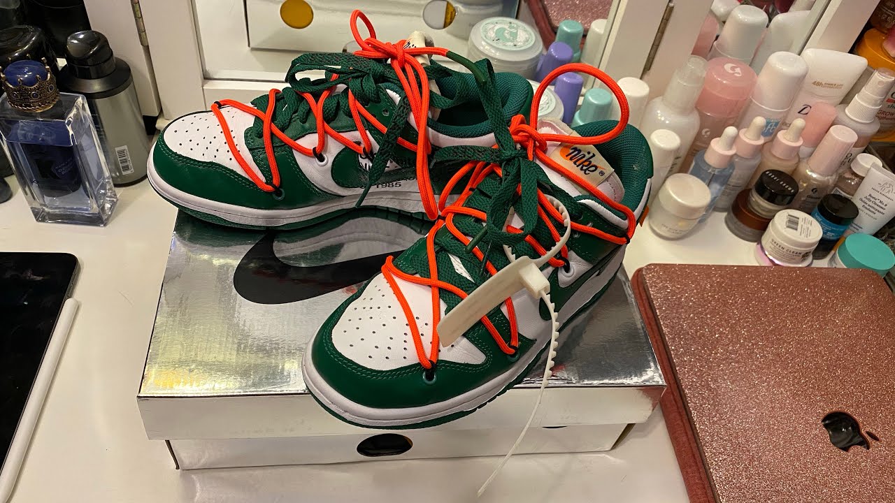 ASMR - Nike Dunk Low Off-White Pine Green - Nail Tapping (NO TALKING)