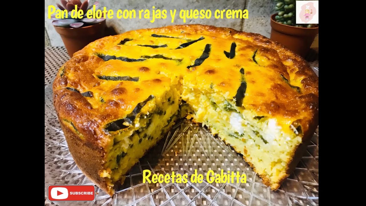Pan de elote con rajas y queso crema, fácil y delicioso 😋