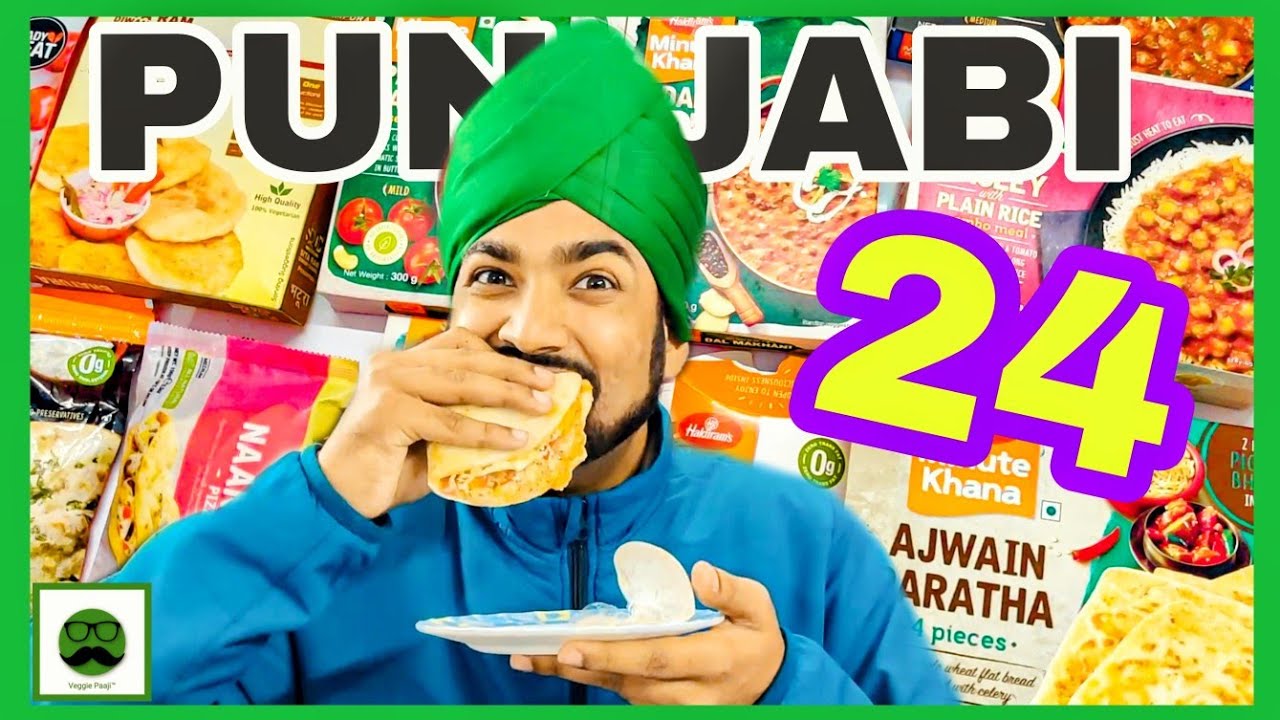 24 Hour Frozen Food Punjabi Challenge | Veggie Paaji | RTE Chole Bhature & More