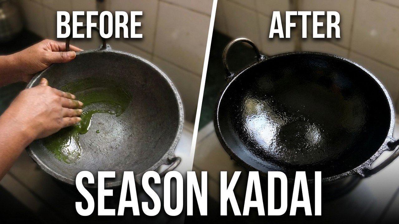 How to Season Cast Iron kadai | Traditional way | In 3 Simple steps