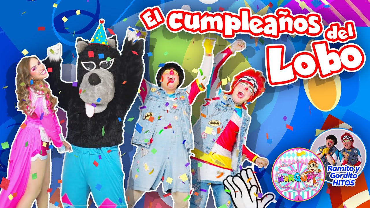 El cumpleaños del Lobo | La fiesta de cumpleaños del lobo, con pastel, regalos y show de PAYASOS !!!
