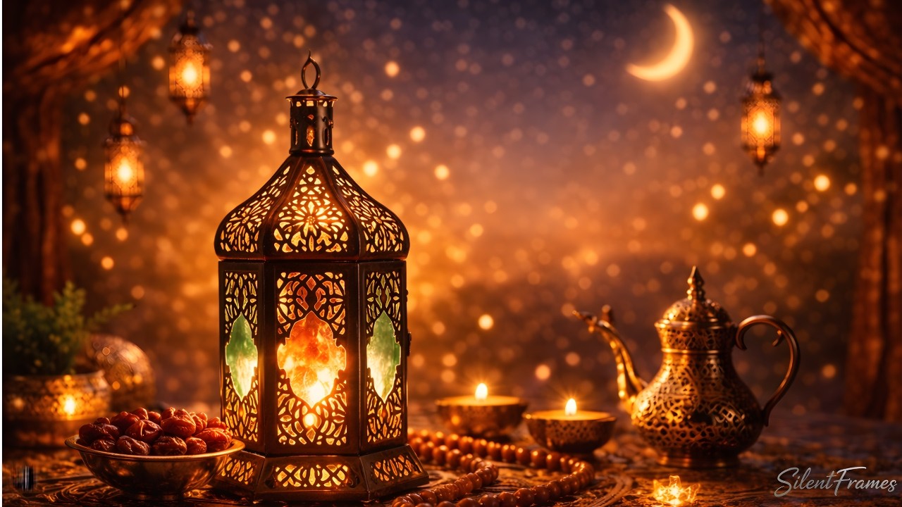 🌙 Magical Ramadan Night Ambience 4K  Glowing Lanterns & Peaceful Crescent Moon ✨