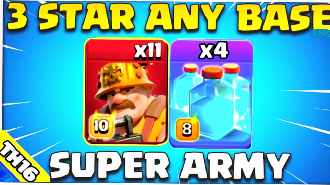 11 x Super Miner + 4 Clone Spell = WOW!!! Th16 Attack Strategy 🔥 Clash of clans