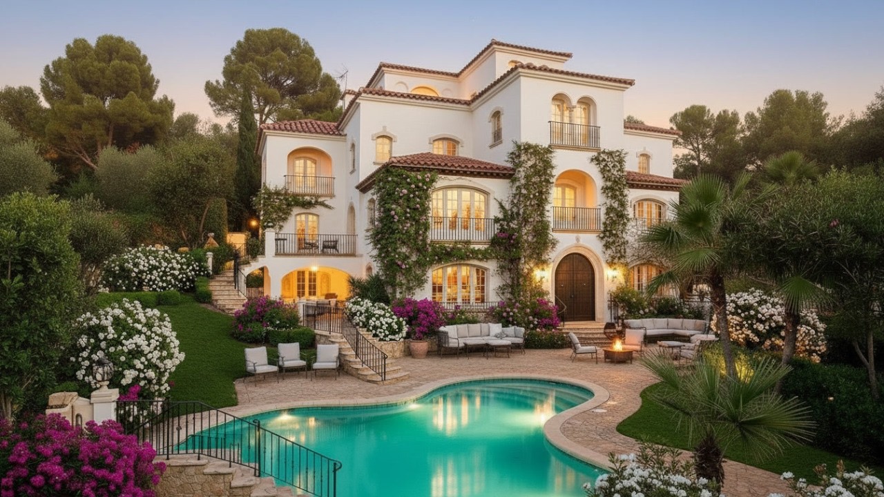 Inside a Luxury Mediterranean Villa | Cozy Interior Ambience | Cozy AI House Tour | Relaxing Night
