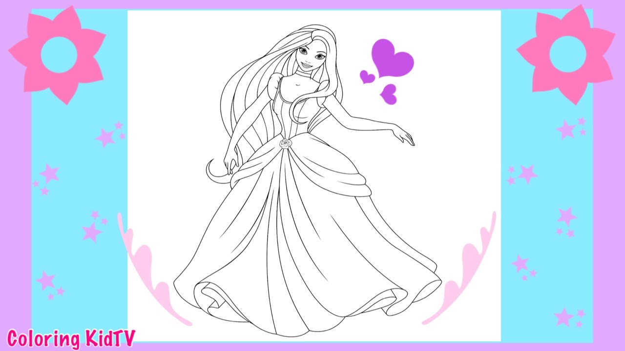 Coloring videos for kids! Coloring a Princess! | Coloring KidTV |