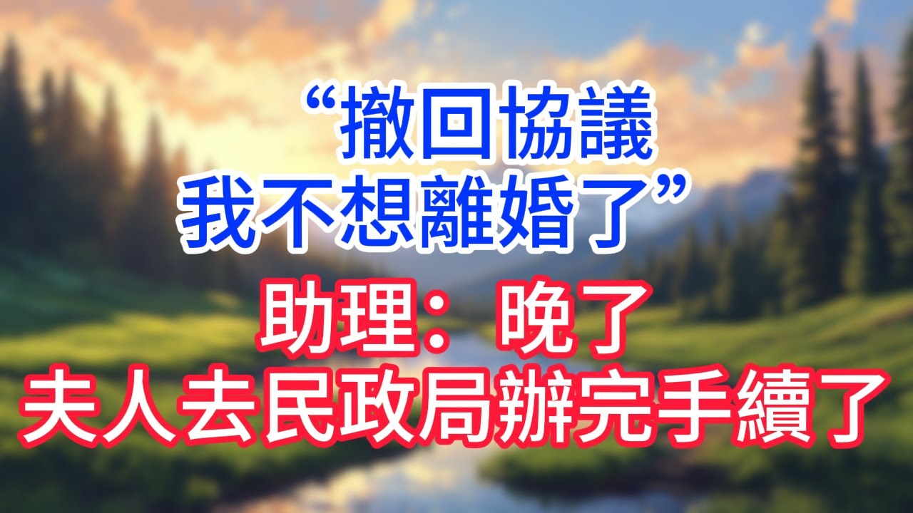 【完結】“撤回協議，我不想離婚了”助理：晚了，夫人去民政局辦完手續了！#完结文#情感故事#一口气看完