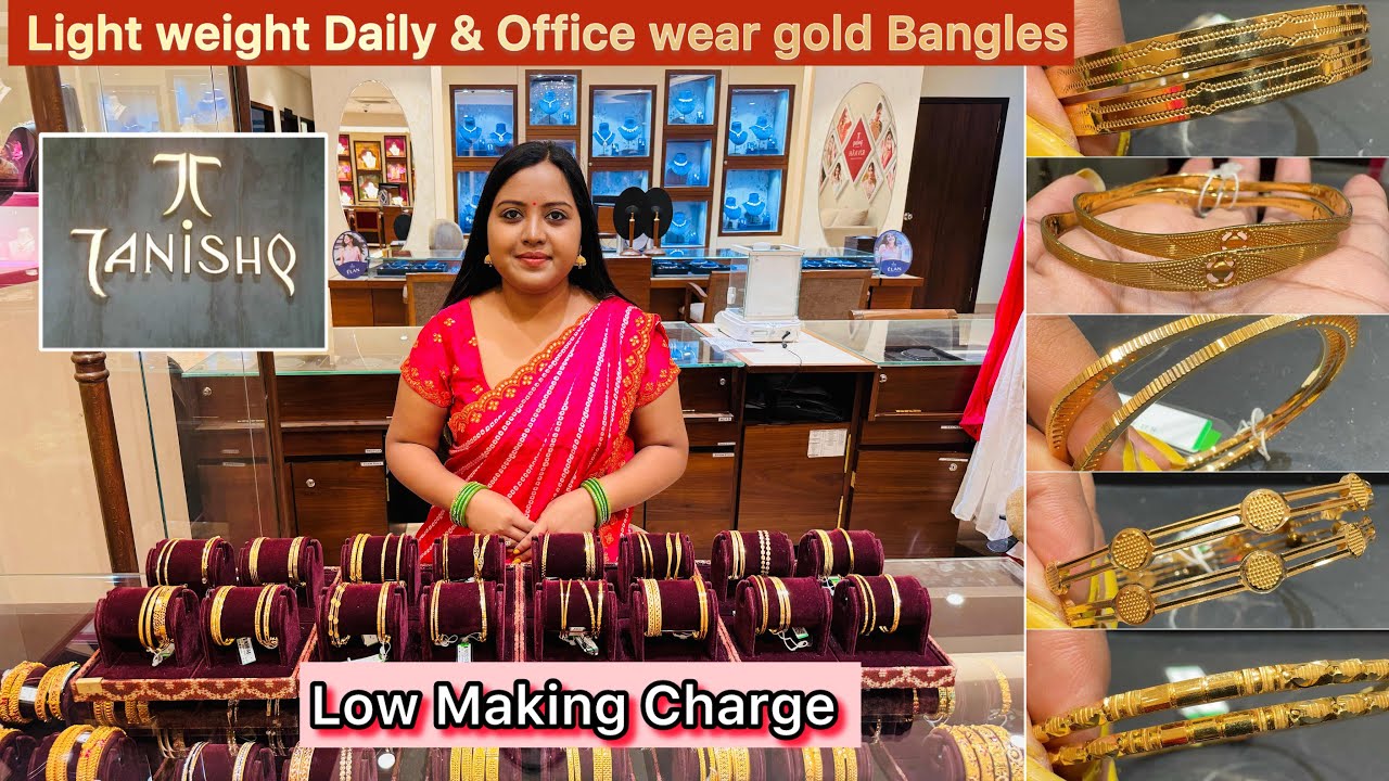 Tanishq New light weight low Making Charge gold bangles | Daily wear & Office wear Bangles 😲