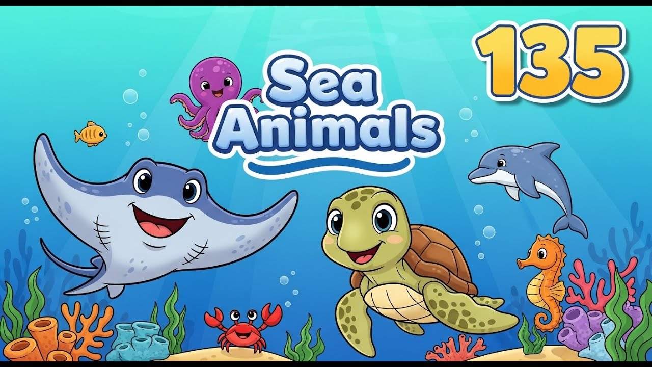 Ocean Animals for Kids, Dolphin, Whale, Octopus, Shark