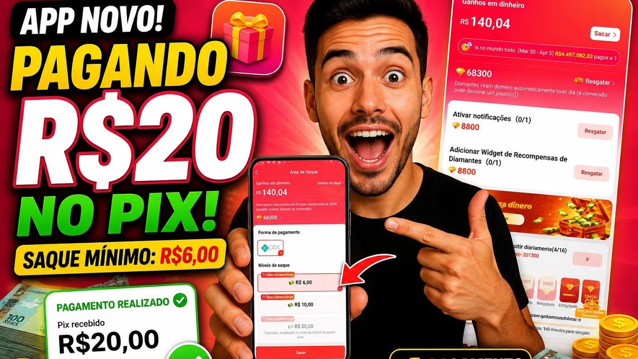💥 NOVO APP PAGANDO R$20 NO PIX NA HORA! FUNCIONA MESMO!