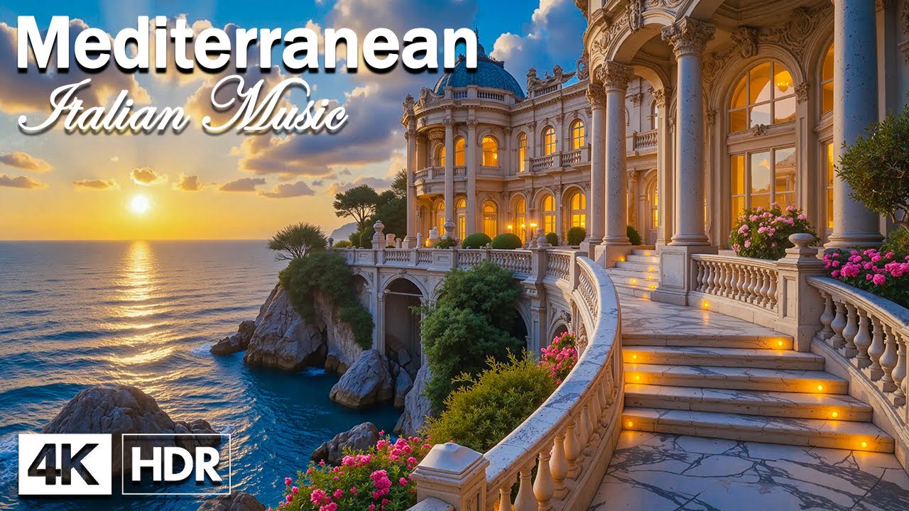 Romantic Italian Riviera 🇮🇹🎶 Dreamy Guitar Melodies & Scenic Portofino Views 4K