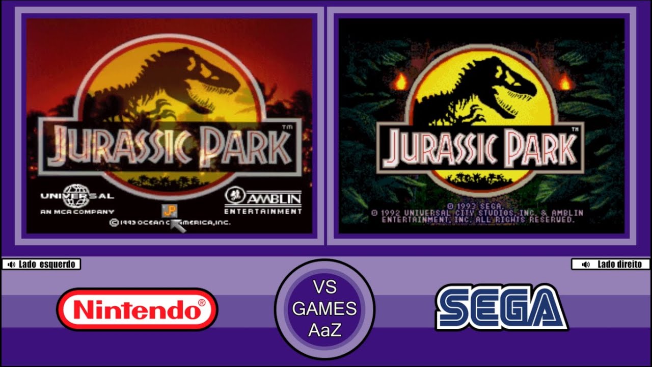 Jurassik Park - Super Nintendo VS Sega Genesis - side by side comparison graphics