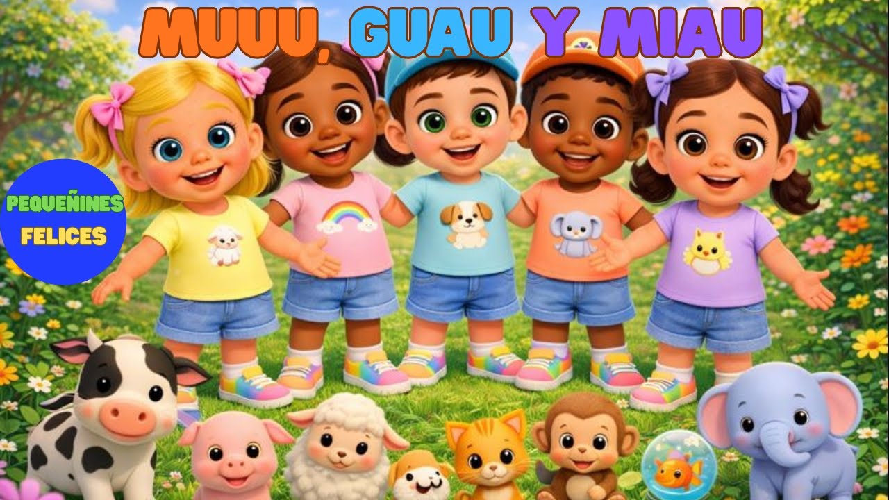 Sonidos de Animales para Niños | Canción Infantil Divertida | Pequeñines Felices