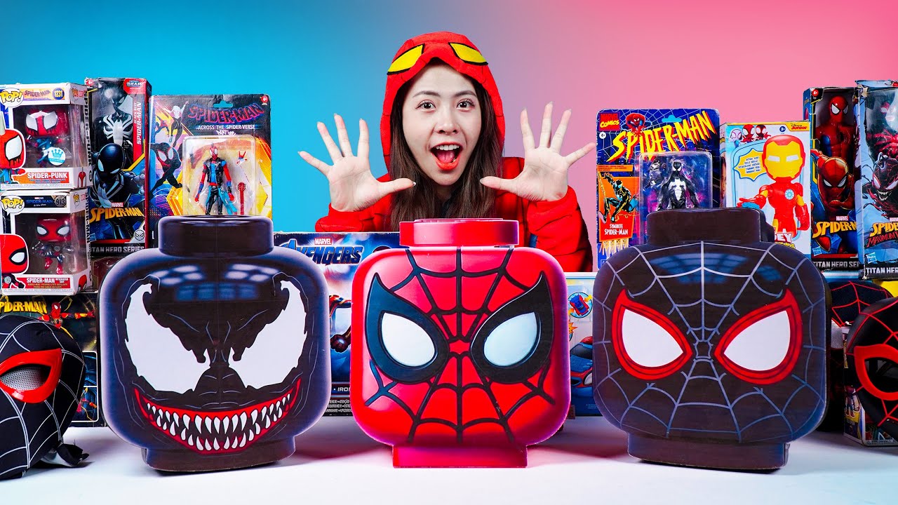 Marvel Spiderman Toys Unboxing Review | Marvel Spiderman vs Venom Head Lego Box | Spider Man Masks