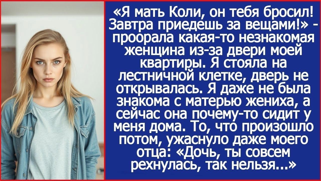 «Я мать Коли, он тебя бросил! Завтра приедешь за вещами!»   проорала какая то незнакомая женщина