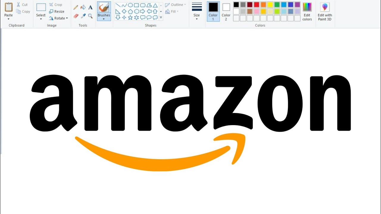 How to draw The Amazon Logo on Computer using Ms Paint | Amazon Logo Drawing | Ms Paint.
