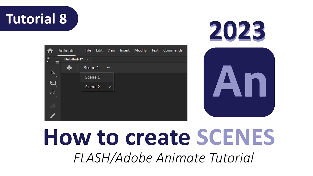 Adobe Animate CC 2023: How to create and combine scenes | Tutorial | Hindi + Urdu