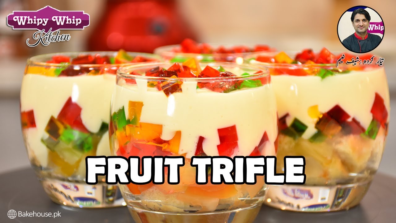 DELICIOUS FRUIT TRIFLE RECIPE IN SHORT GLASS BY MILKYZ FOOD