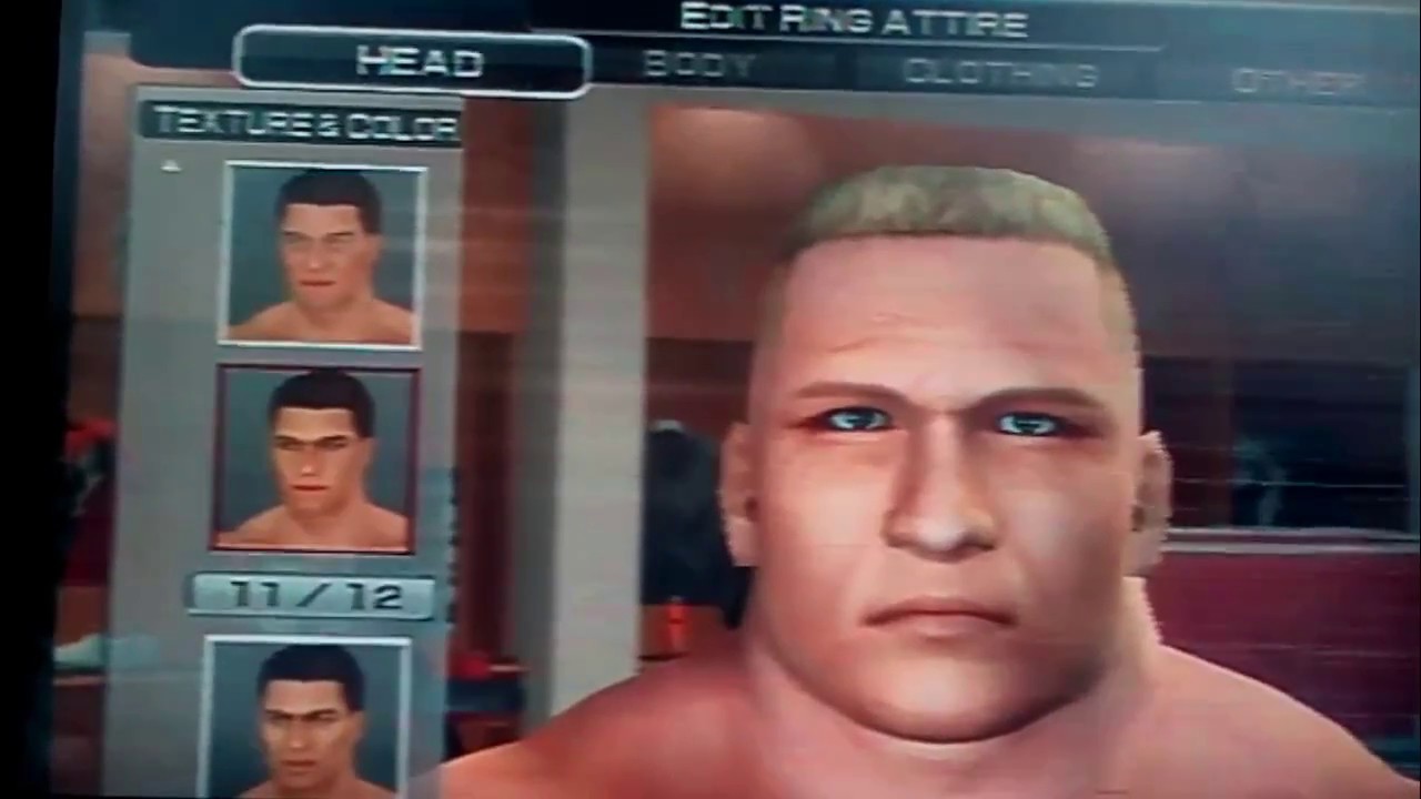 How to create  Brock Lesnar in Wwe Svr 2011 (PS2,PSP)