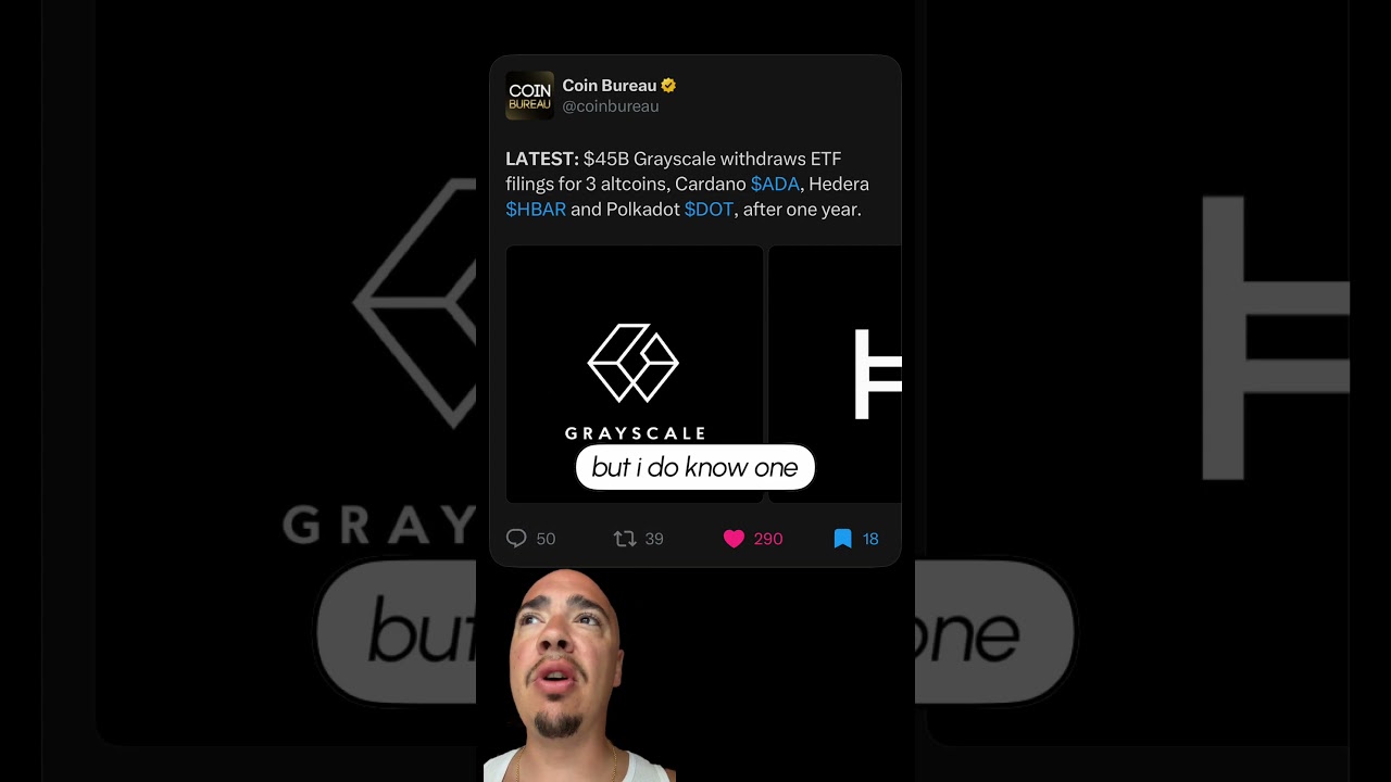 🚨Grayscale только что отозвала 3 ETF на альткоины: ADA, HBAR и DOT