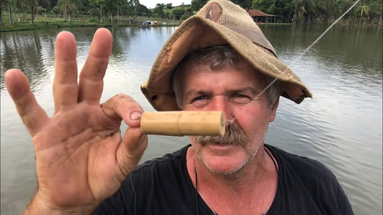 Pesca da tilápia com boia rolha de vinho