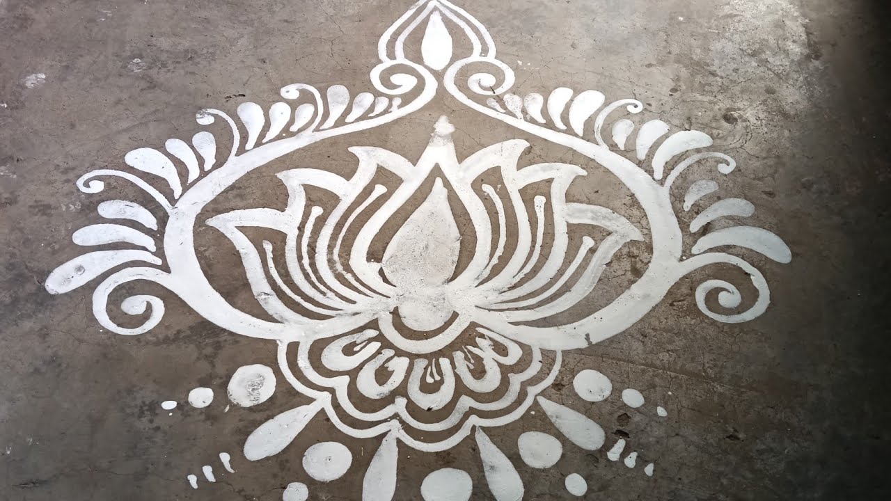 White Lotus Rangoli Design 🪷Step by Step | Festival Special Rangoli 2026 #easyrangoli #lotusrangoli 