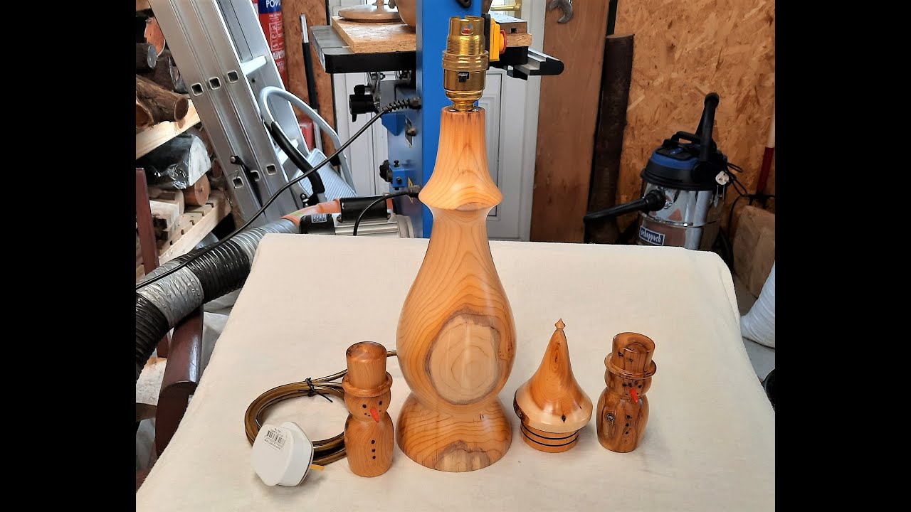 Wood turning a lamp base from a stunning piece of  Yew. #lampbase #woodturning