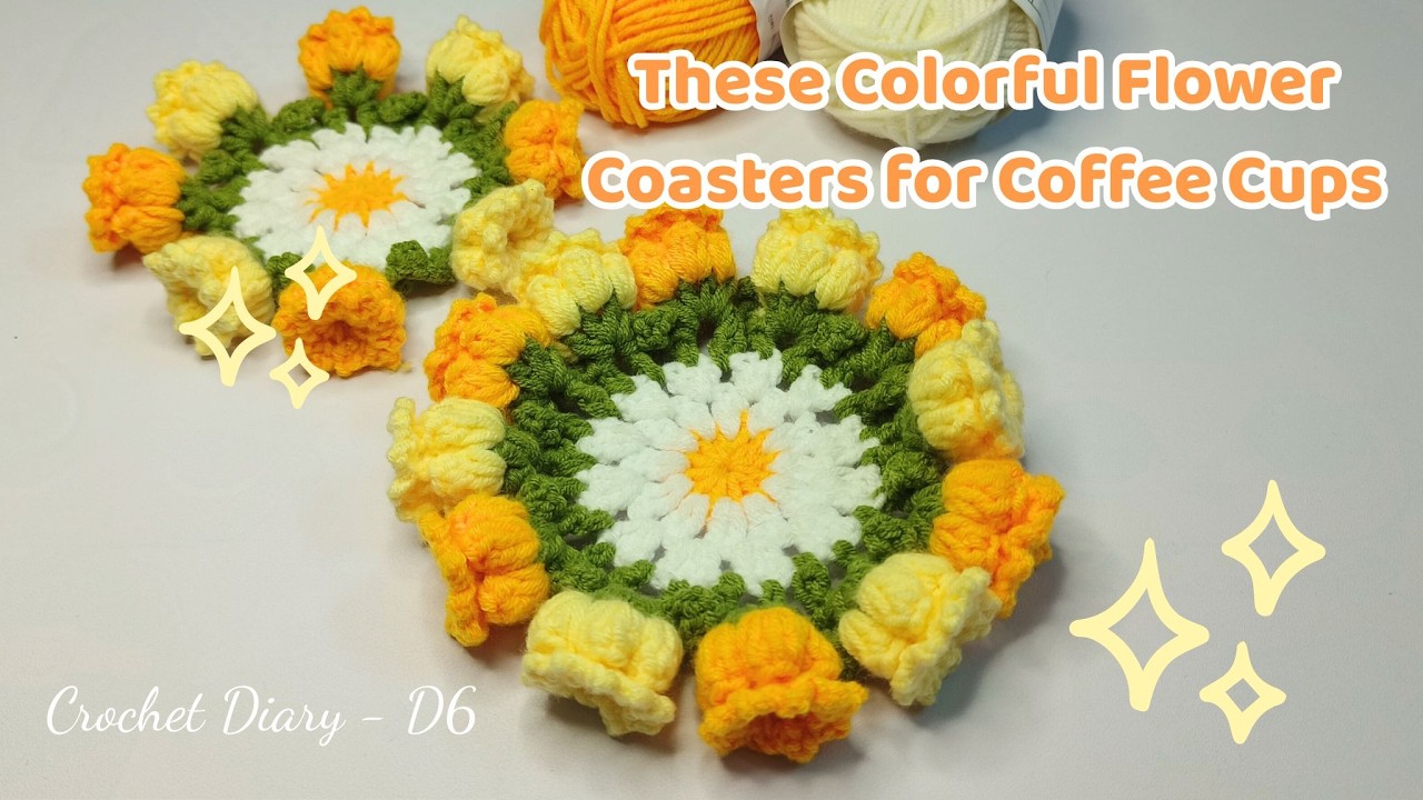 These Colorful Flower Coasters for Coffee Cups | Lót cốc hoa chuông nhiều màu sắc Easy for Beginers