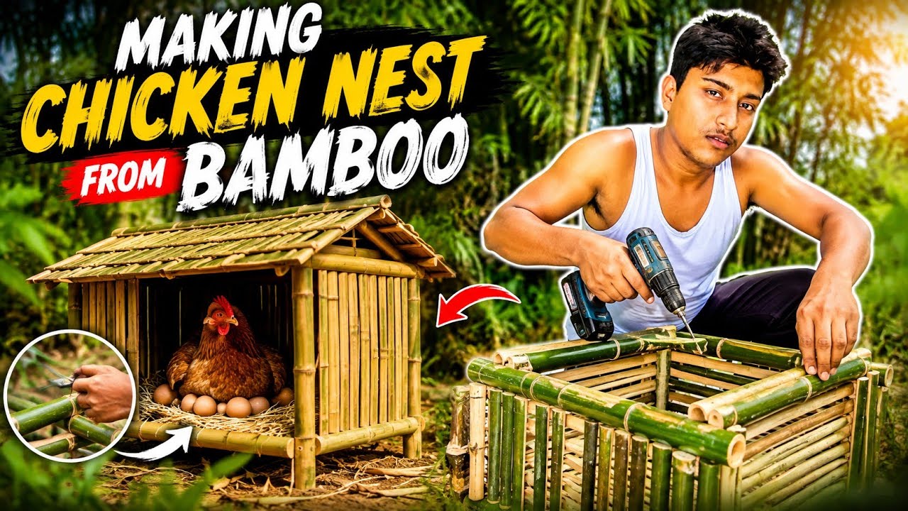Making Chicken Nest From Bamboo , 🎍🎍🎍#bamboo #chicken #nest 